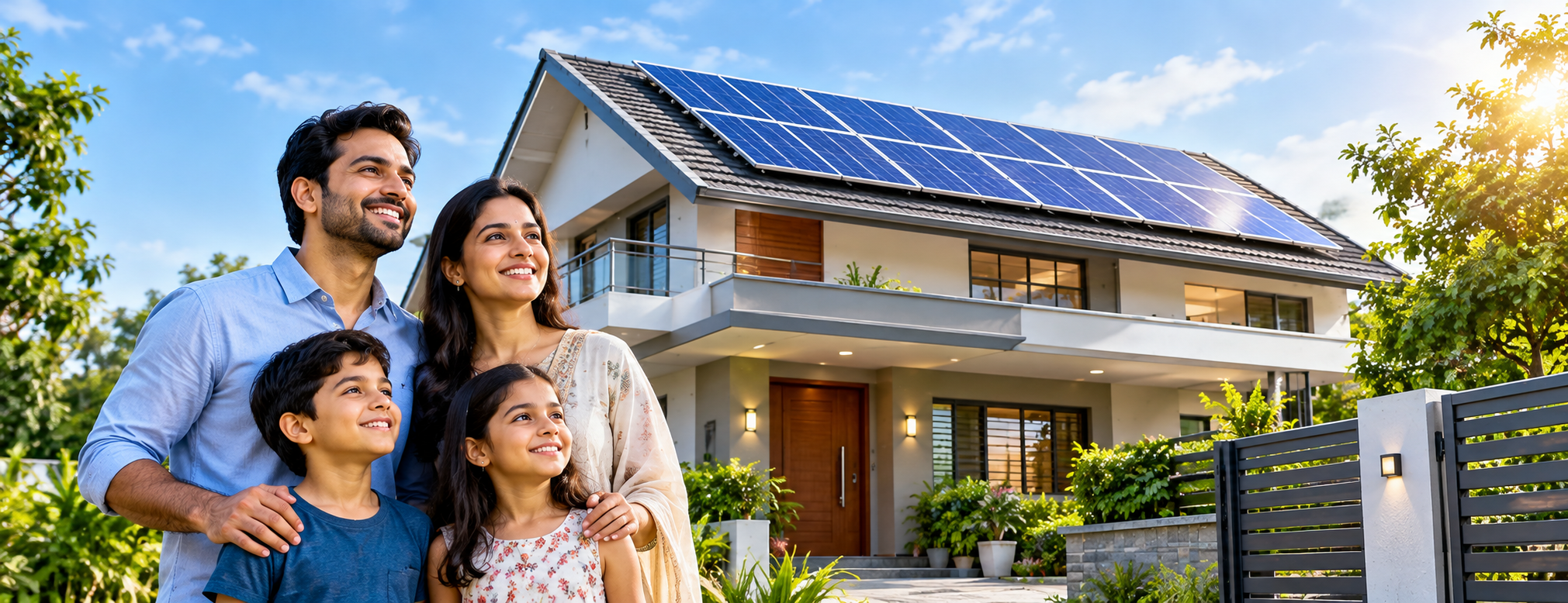 Solar panels and inverter equipment installed at a site